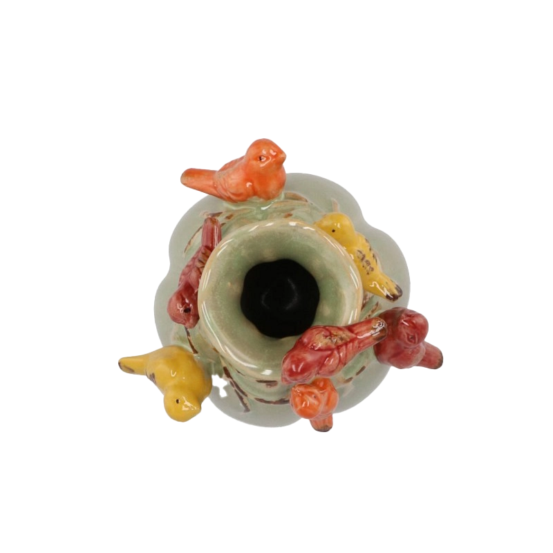 Vaas vogels lichtgroen 12x12x15 cm - Afbeelding 2